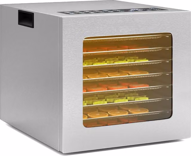 Costway Food Dehydrator Machine with 8 Stainless Steel Trays and Digital Display in Silver