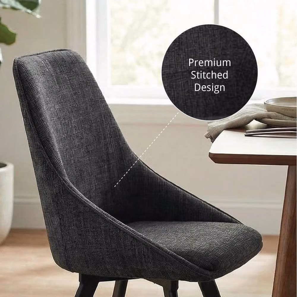 KORVIXA Pack of 2 Modern Black Fabric Upholstered Dining Chairs with Metal Frame – 3