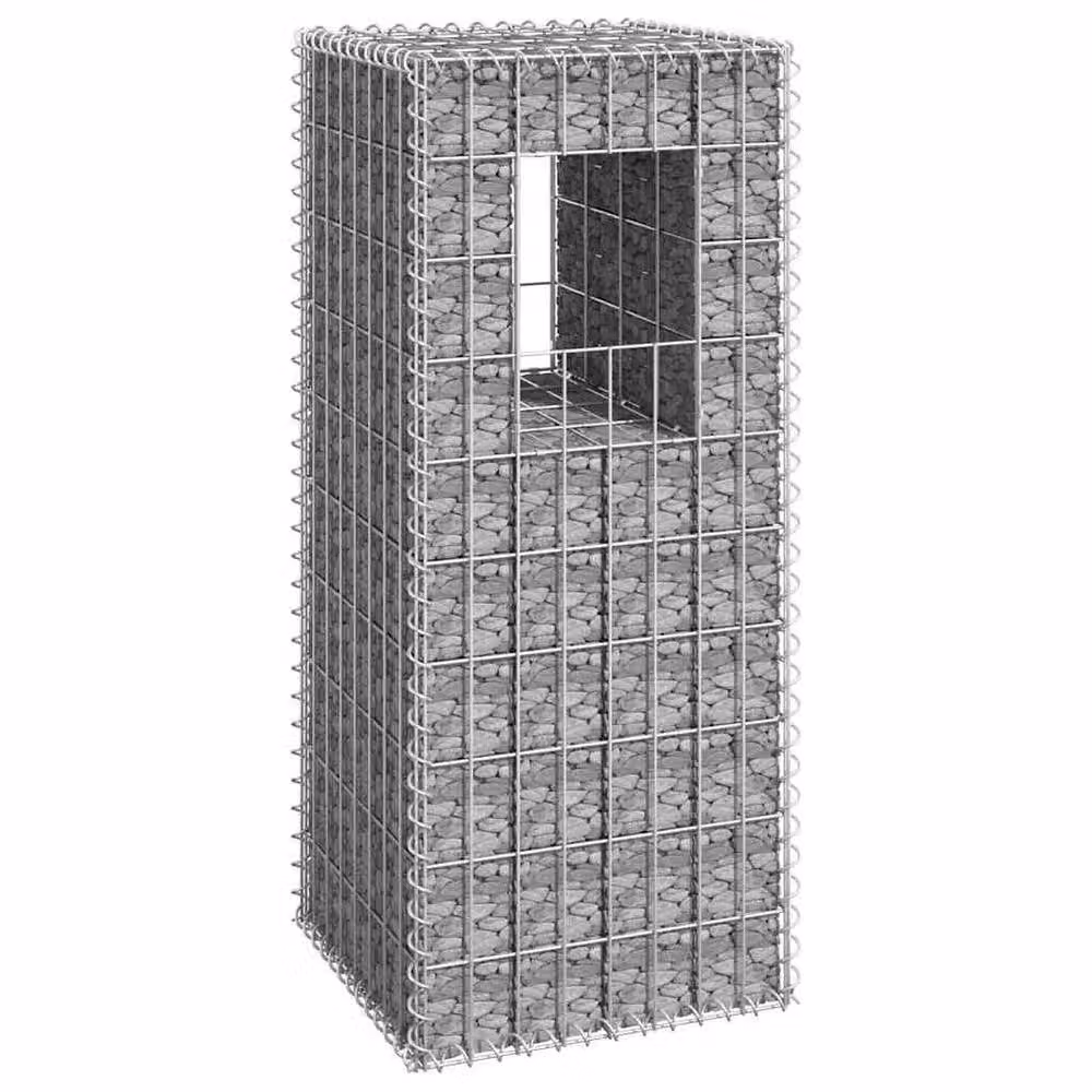 Berkfield Home Silver Steel Gabion Basket Post, W/D/H: 40 x 40 x 100 cm – 2