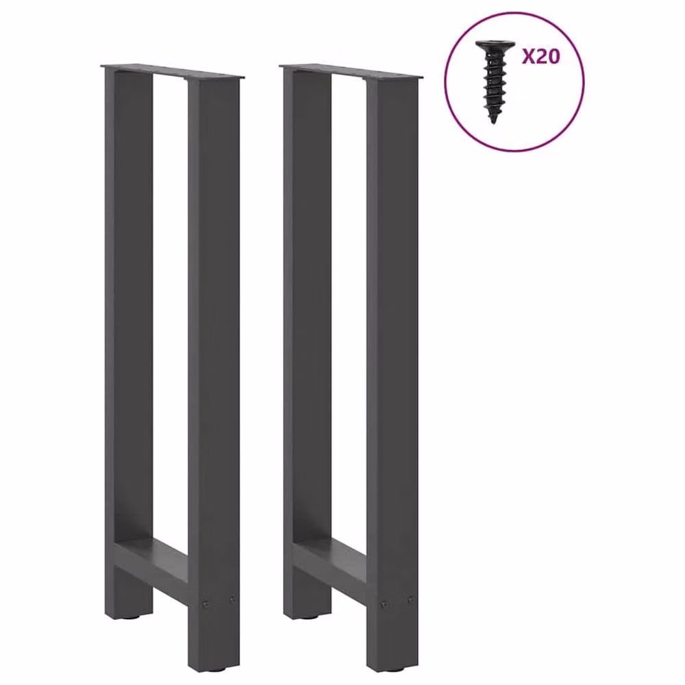 Berkfield Home Modern Height Adjustable Coffee Table Legs in Anthracite and Black Metal, 2 pcs, H: 40-101 cm x W: 40 cm – 2