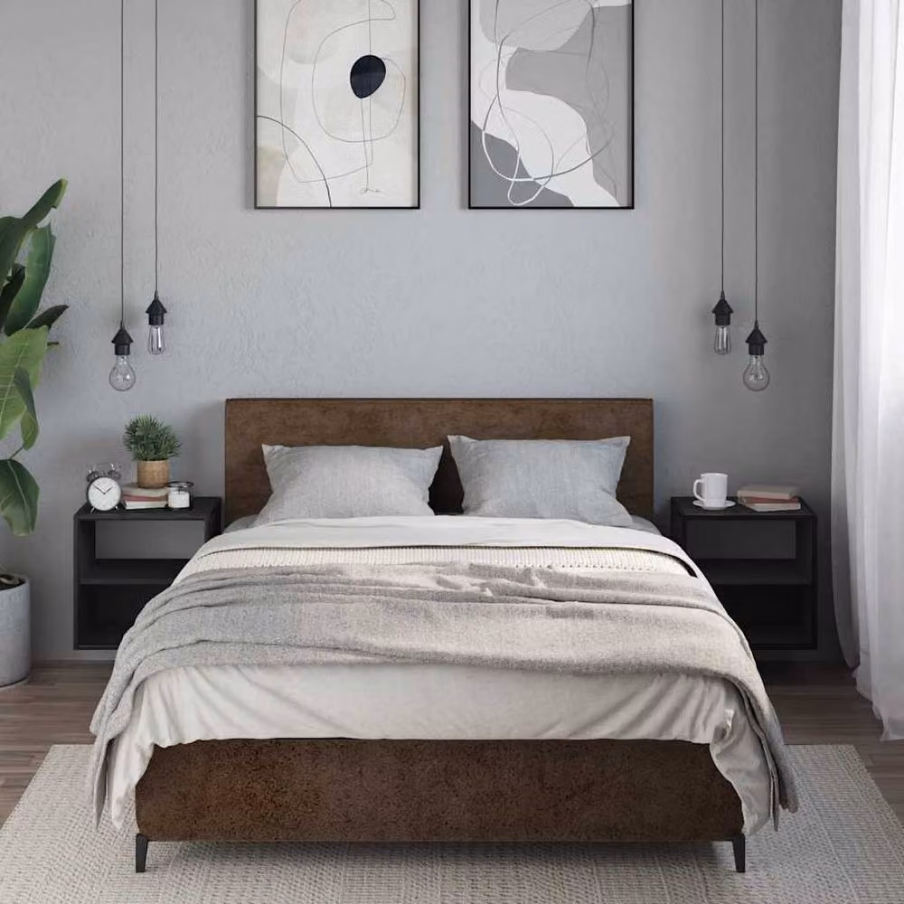 Berkfield Home Set of 2 Wall-mounted Bedside Cabinets, Black, W: 40 cm, D: 31 cm, H: 39.5 cm – 3