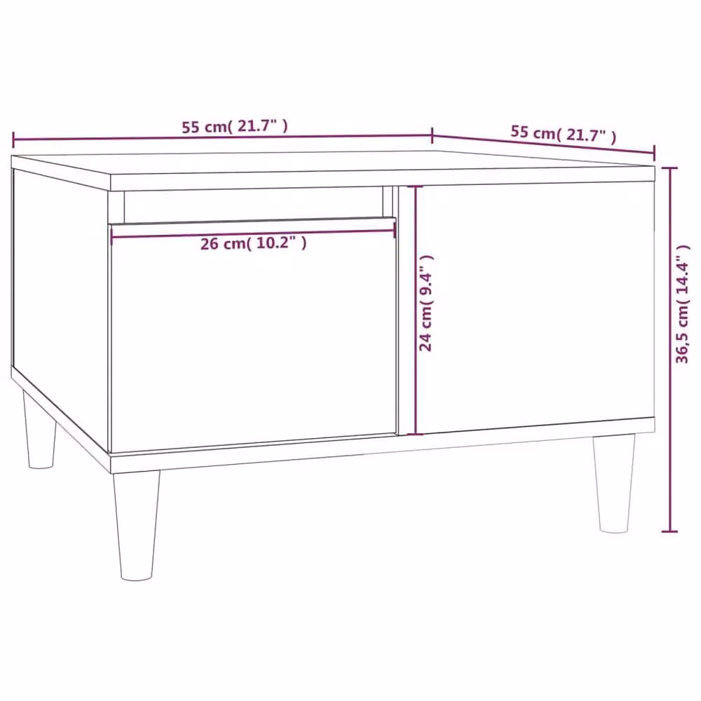 Berkfield Home Smoked Oak Coffee Table in Brown, W/D/H: 55 x 55 x 36.5 cm – 5