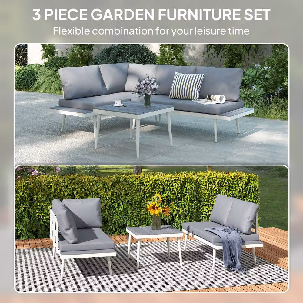 STILVORA 3-Piece Modern Sofa with Adjustable Lounger in Grey – 2