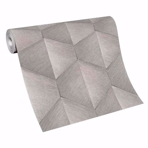 Erismann Fashion for Walls by Guido Maria Kretschmer Geometric Abstract Wallpaper in Grey and Silver – 2