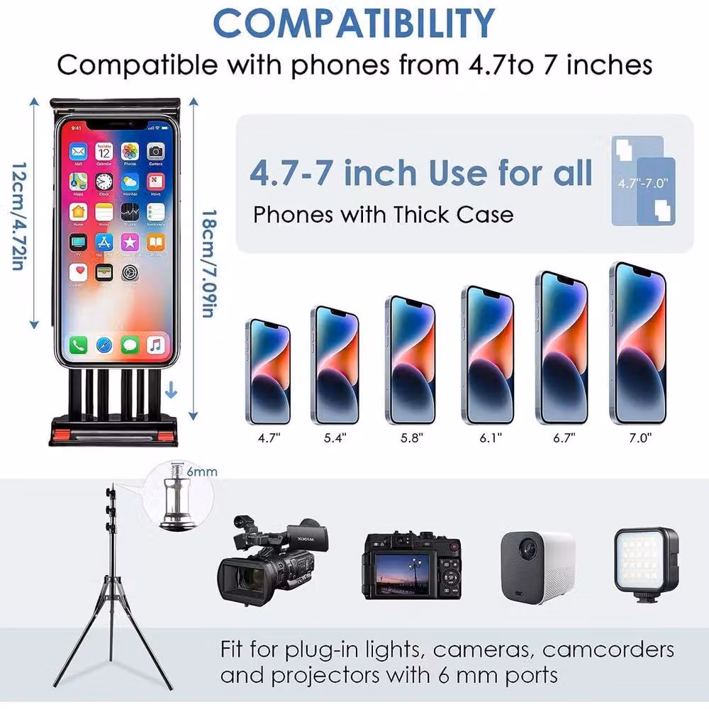 VOGREX Heavy Duty Tall Flexible Phone Tripod Stand, 170 cm, Black – 2
