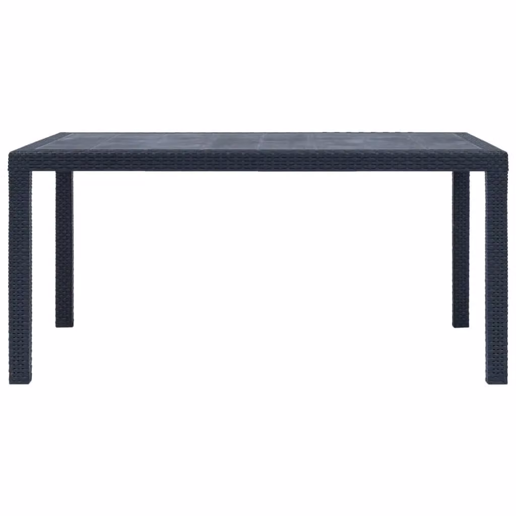 Berkfield Home Anthracite Garden Table with Black Plastic Rattan Look, W/D/H: 150 x 90 x 72 cm – 2