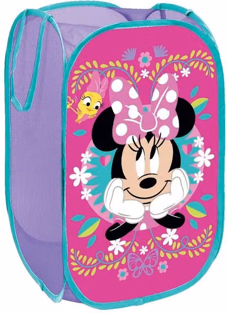 Disney Minnie Mouse Printed Fabric Laundry Bin in Pink, W/D/H: 36.0 x 36.0 x 58.0 cm