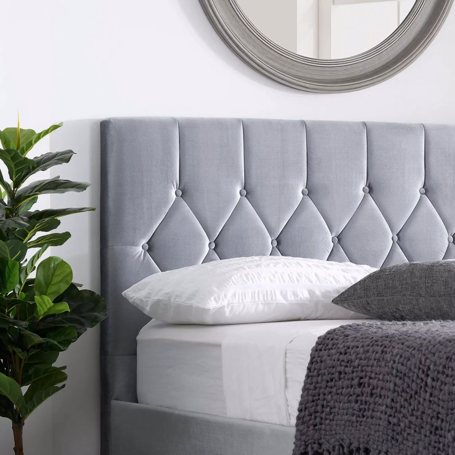 Birlea Loxley Modern Upholstered Velvet Bed in Grey, W/D/H: 180 x 200 cm – 5