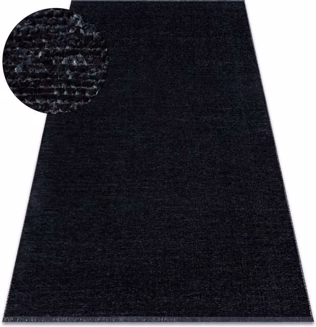 RugsX Casablanca Plus Black Rectangular Machine Woven Polyester Rug W: 118 cm, D: 170 cm – 1