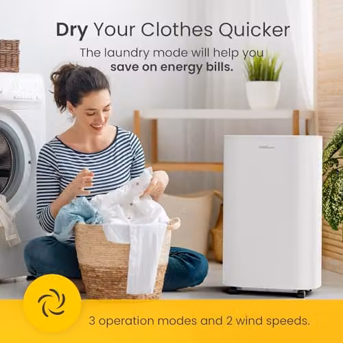 Cosi Home 25L/Day Low Energy Compressor Dehumidifier with 6.5L Water Tank in White – 3