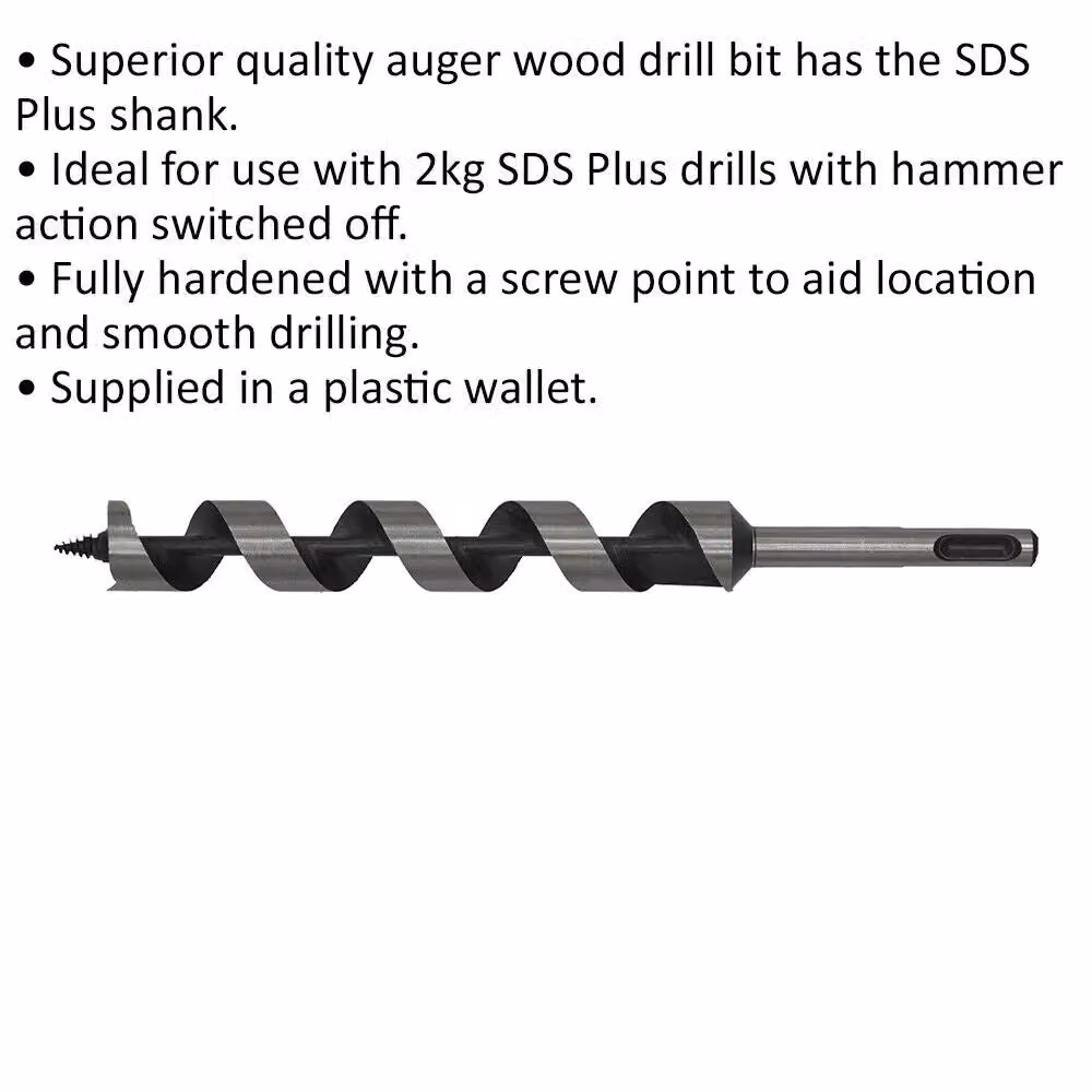 Loops SDS Plus Auger Wood Drill Bit, Silver and Multicolour, Diameter: 22 mm, Length: 235 mm – 2