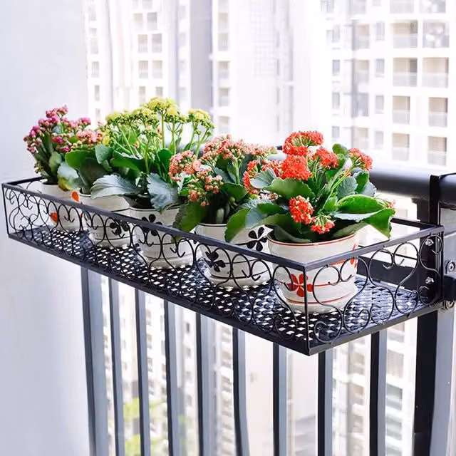 SPETLEK Metal Hanging Planter Basket Holder, Black, 60 cm