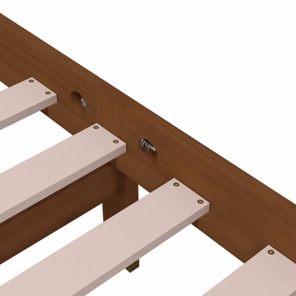 Berkfield Home Modern Solid Pine Wood Bed Frame in Brown, W/D/H: 100 x 200 cm – 3