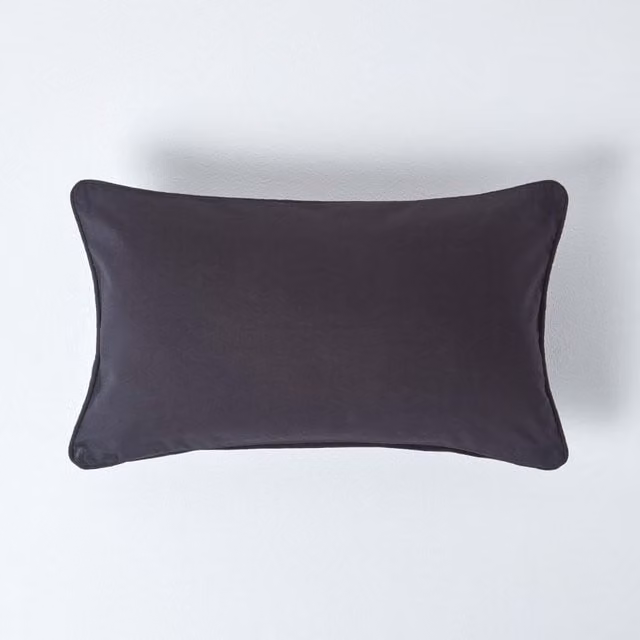 Homescapes Plain Cotton Cushion Cover, Black, 50 x 50 cm