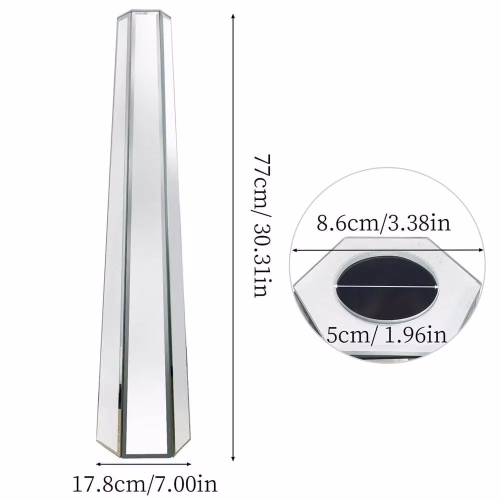 FLAVORA Modern Silver Glass Decor Vase, H 100 cm x W 15 cm x D 15 cm – 2
