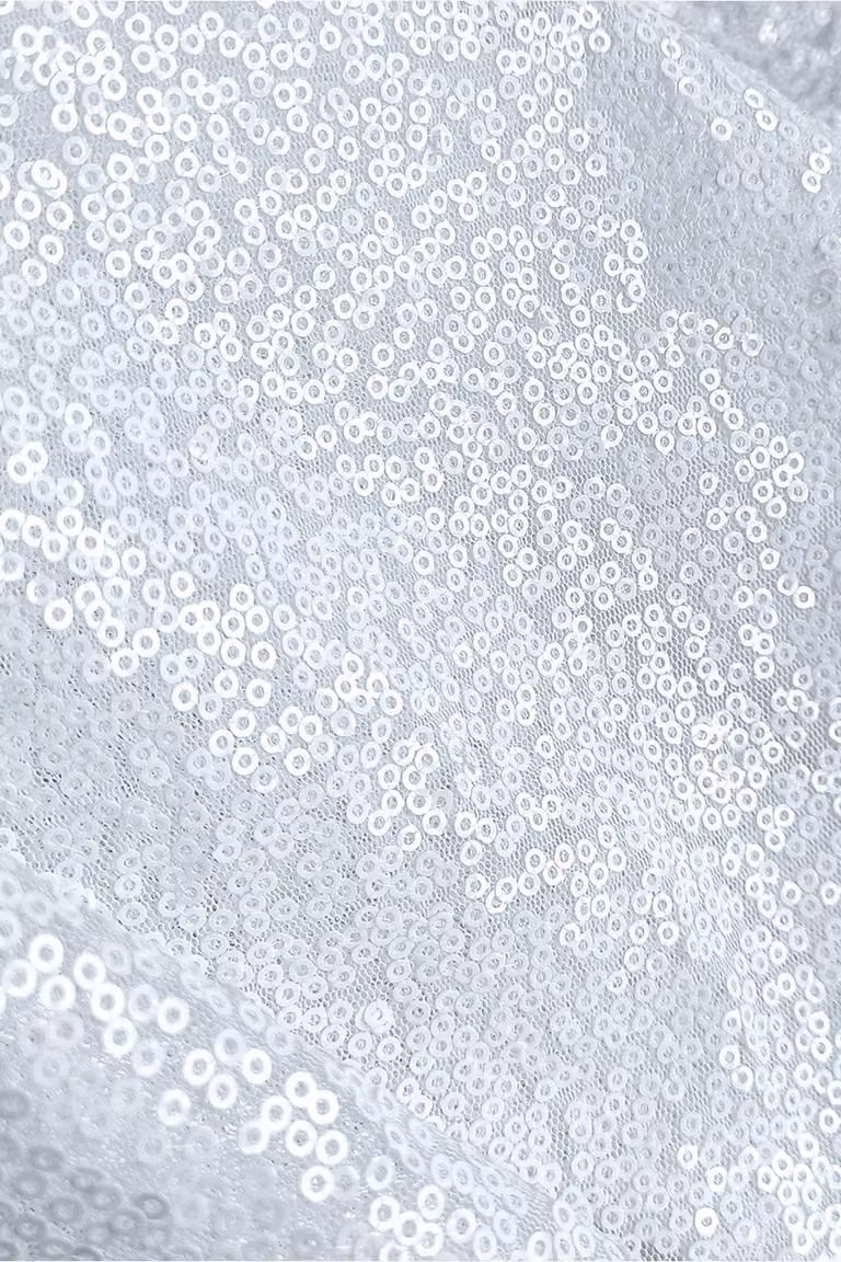 Neel Blue 70 Inch Round Sequin Tablecloth in White and Blue