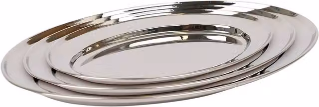 Argon Tableware 3 Piece Oval Stainless Steel Serving Platter Set in Silver – 5