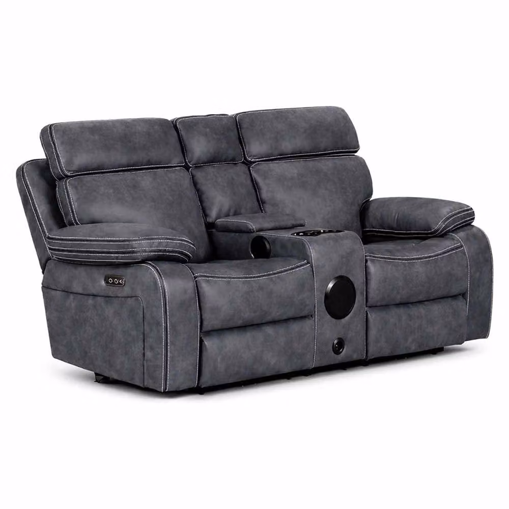 Furnishings For Less UK Tokyo LeatherAire Grey Electric Recliner Sofa Set (2+1+1) – 3