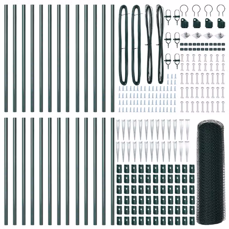 Berkfield Home Hexagon Steel Fence, Green, W/H: 0.4 x 50 m