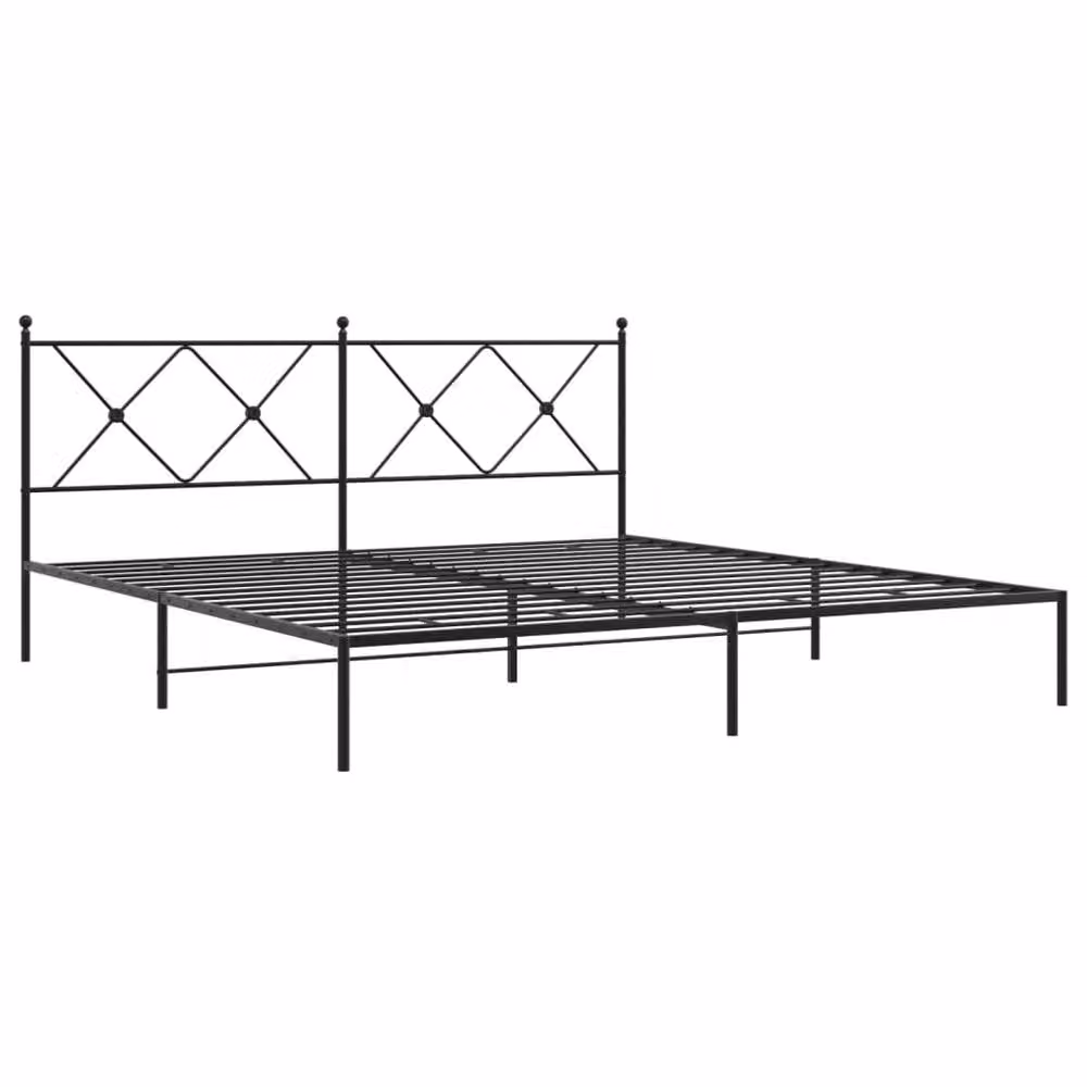 Berkfield Home Metal Bed Frame with Headboard, Black, W: 183 cm, D: 213 cm – 3