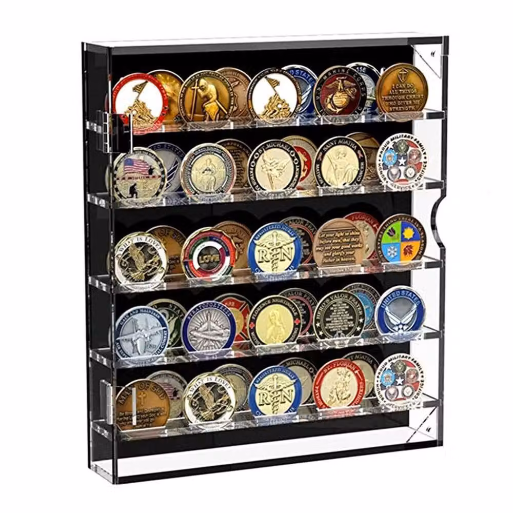 FLAVORA Challenge Coin Display Stand with 5 Rows in Black, W: 50 cm x D: 50 cm x H: 30.48 cm – 4