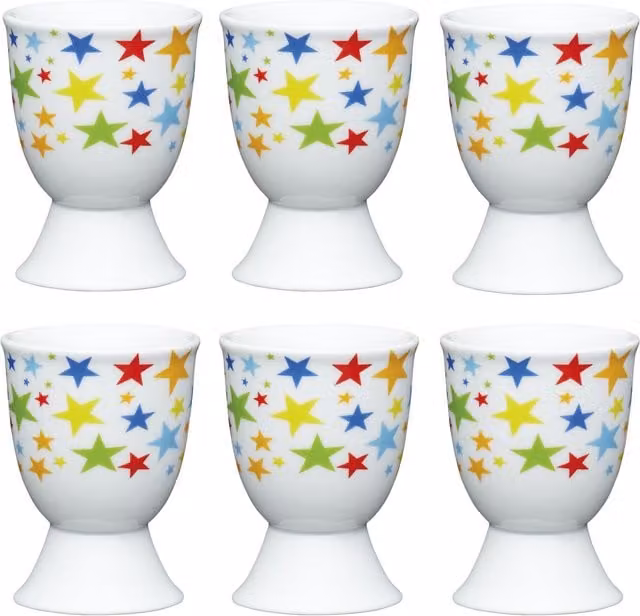 KitchenCraft Bright Stars Set of 6 White Porcelain Egg Cups