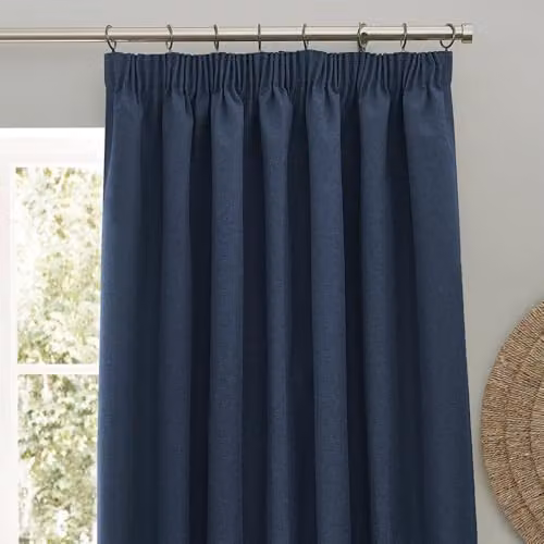 Riva Home Dawn Textured Blackout Pencil Pleat Curtains, Blue, Width: 168 cm, Drop: 183 cm – 3