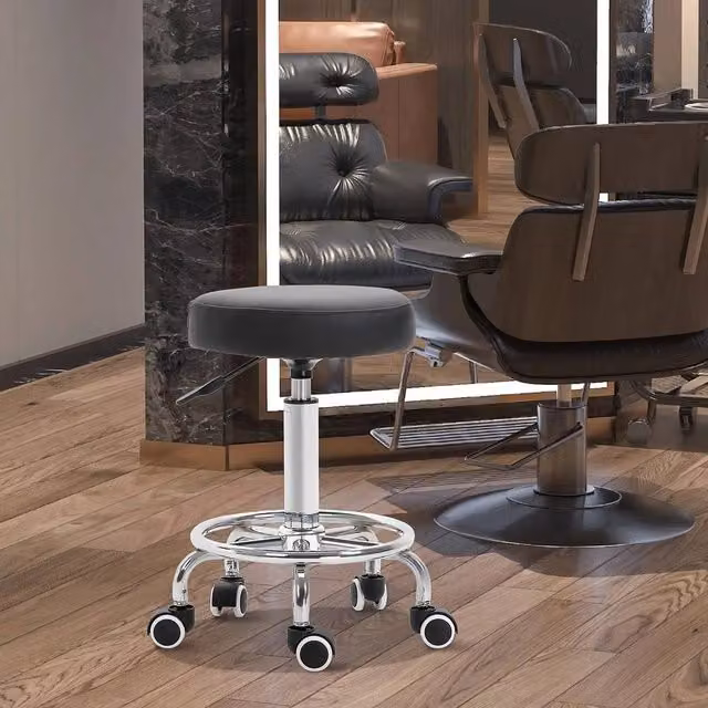 EONLION Black PU Leather Salon Beautician Stool – 1