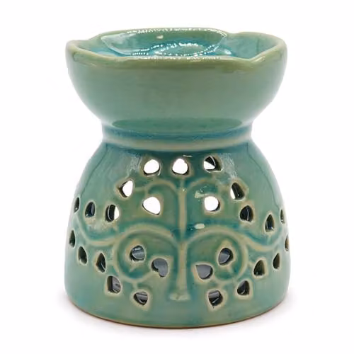 Ancient Wisdom KDMD Tree of Life Ceramic Oil Burner in Blue and Turquoise – 1