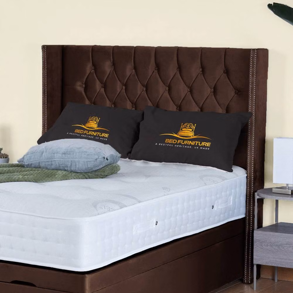 UK Bed Furniture Francesca End Lift Divan Ottoman Bed with 54 Inch Diamond Headboard in Brown, W/D/H: 90 x 190 cm – 2