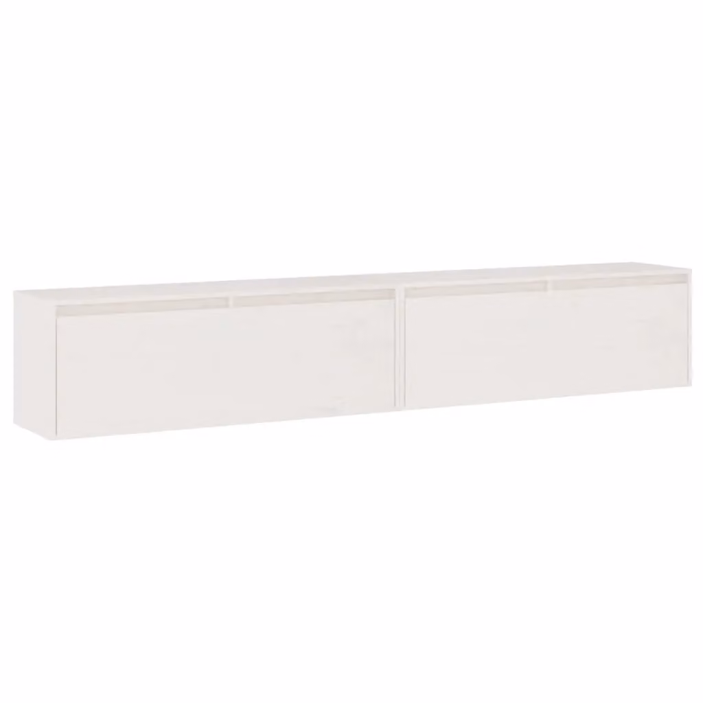 Berkfield Home Set of 2 White Solid Wood Pine Wall Mounted Cabinets W/D/H: 100 x 30 x 35 cm – 2