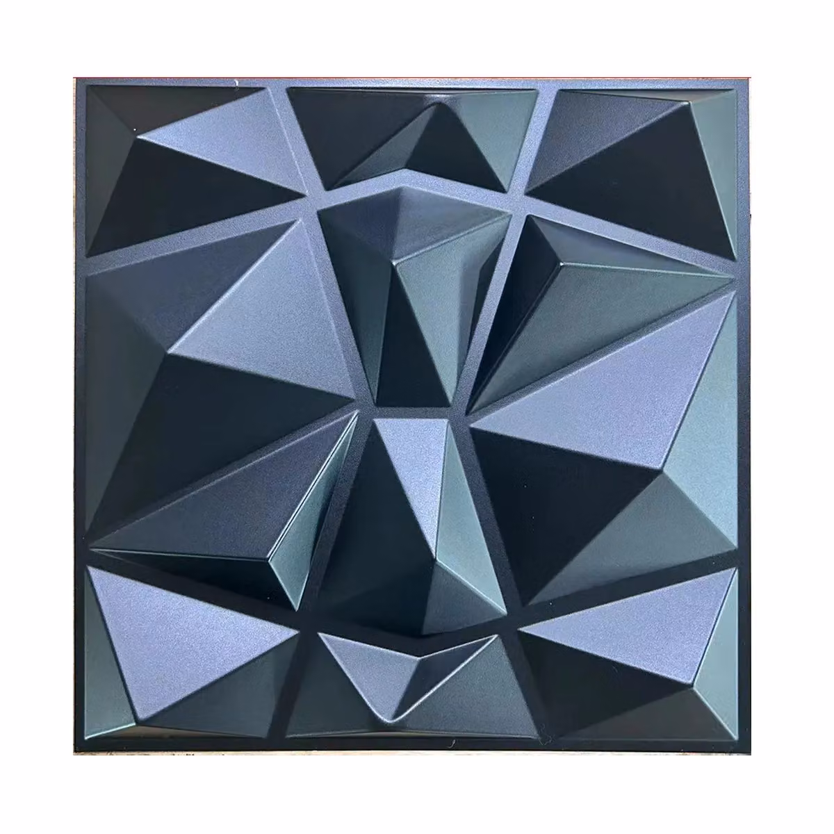 ENER-J 3D PVC Wall Panel with Faceted Diamond Design in Black, Pack of 4, W: 50 x 50 cm, D: 0.1 cm – 2