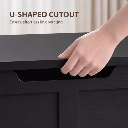 HOMCOM Black Lacquered Storage Trunk Bench W: 100 cm, D: 45 cm, H: 40 cm – 5