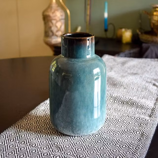 Madison & Mayfair Blue Ceramic Reactive Glaze Bottle Vase, H 25.2 cm x W 15.0 cm x D 15.0 cm – 1
