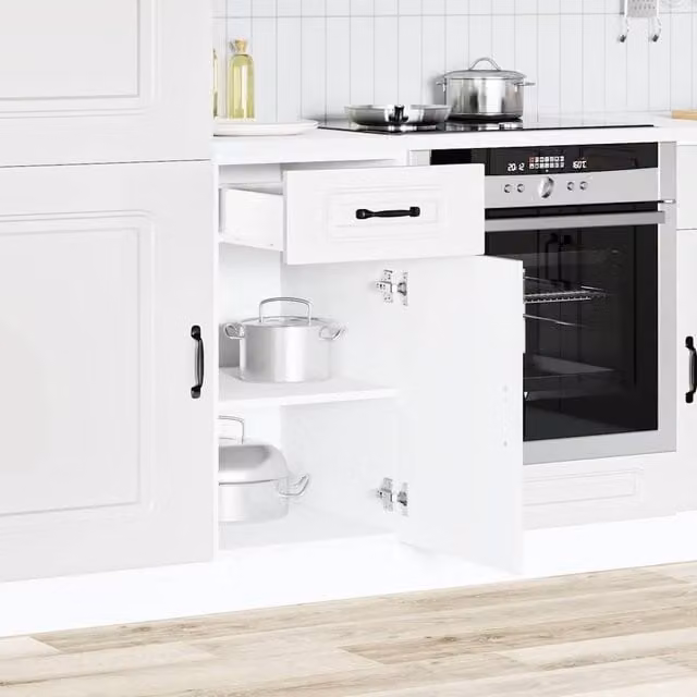 Berkfield Home Kalmar White Kitchen Base Cabinet with Hinged Doors and Internal Shelves
