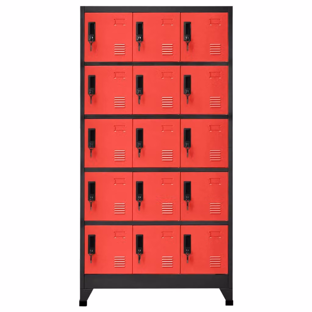 Berkfield Home Locker Cabinet in Anthracite, Red and Black Steel, W/D/H: 90 x 40 x 180 cm – 2