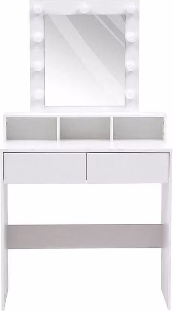 PAWNORA Hollywood LED Dressing Table in White with 9 Bulbs – 1