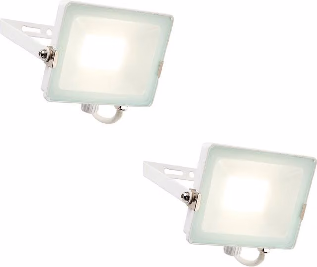 Loops 2 Pack Outdoor Waterproof LED Floodlight, 30W Cool White, Matt White