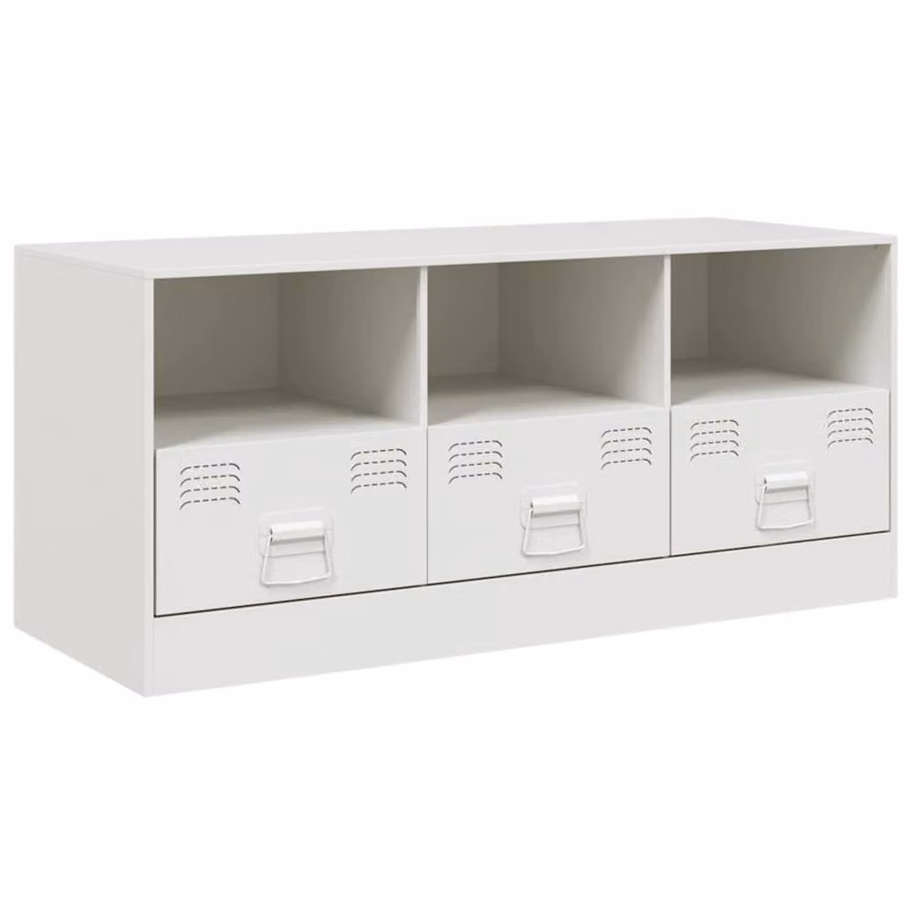 Berkfield Home White Metal TV Cabinet W: 99 cm, D: 39 cm, H: 44 cm – 3