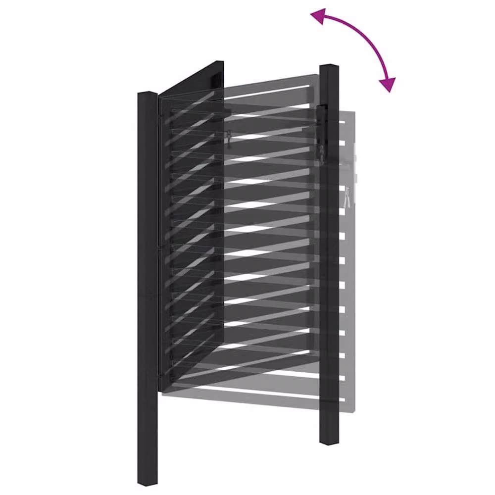 Berkfield Home Lockable Aluminium Garden Gate in Black, W: 100 cm, H: 120 cm – 4