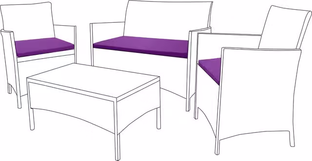 Gardenista 3-Piece Set of Water-Repellent Rectangular Garden Rattan Chair Seat Pads in Purple