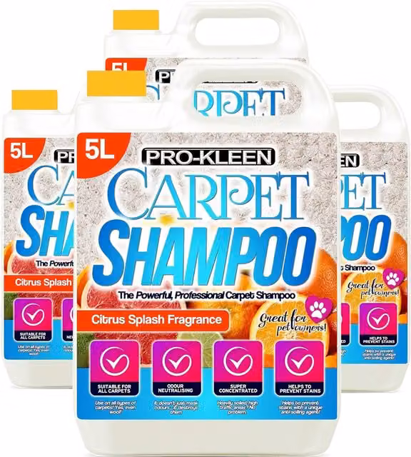 Pro-Kleen Professional Carpet Shampoo High Concentrate Cleaning Solution, Orange, 5L (20kg)