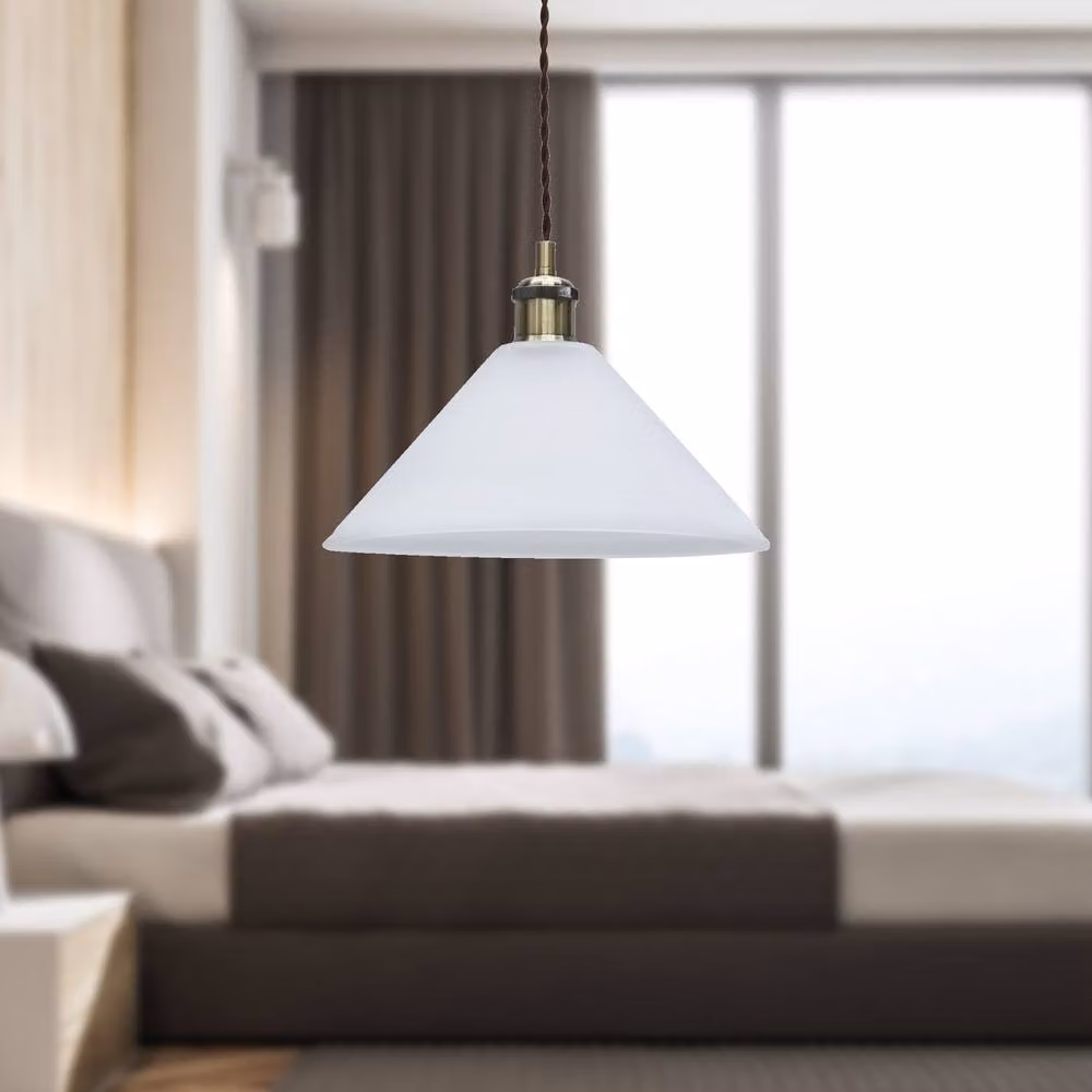 First Choice Lighting Fenton Antique Brass and Bronze Pendant Light with White Frosted Glass – 2