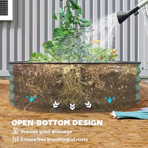 Outsunny Set of 2 Green Metal Raised Beds for Garden, W/D/H: 181 x 93 x 30 cm – 5