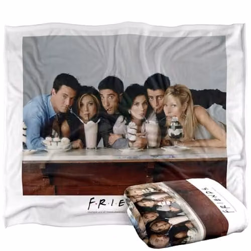 Warner Bros. Friends Milkshake Silky Touch Super Soft Fleece Throw Blanket, Multicolour, W x D: 152.4 x 152.4 cm