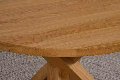 Thats Furniture Oregon Round Oak Dining Table and 4 Lola Leather Chairs in Beige – 2