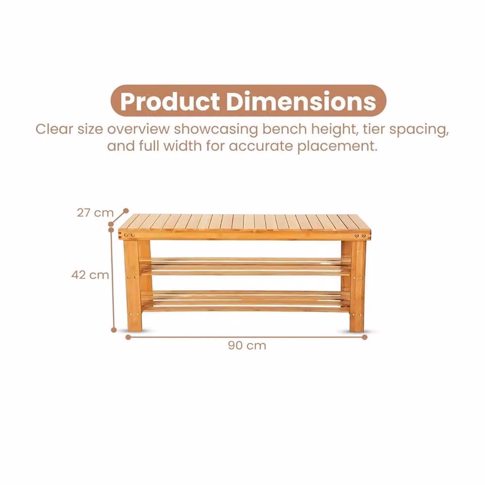 Ventryn 2 Tier Bamboo Shoe Rack Seating Bench in Brown – 2