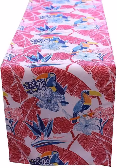Alan Symonds Toucan Parrot Water Repellent Outdoor Table Runner in Red, Pink and Multicolour – 4