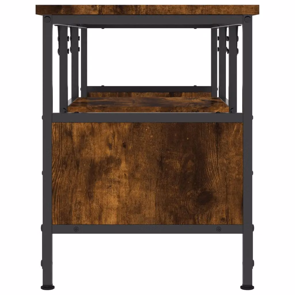 Berkfield Home Industrial TV Cabinet in Smoked Oak and Brown, W/D/H: 100 x 35 x 45 cm – 4