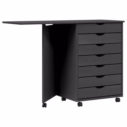 vidaXL Rolling Cabinet with Desk MOSS Grey Solid Wood Pine – 1